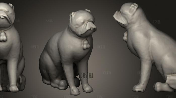 Pug one of a pair stl model for CNC